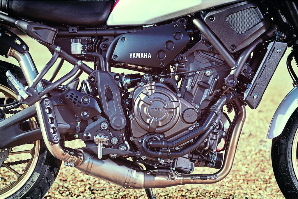 Close up of the new Yamaha XSR700 XTribute