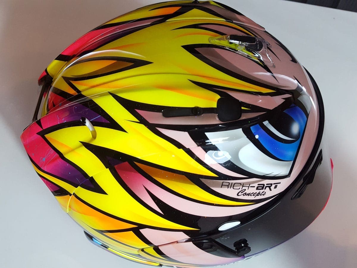 Richard's eye-catching design for Josh Brookes' lid